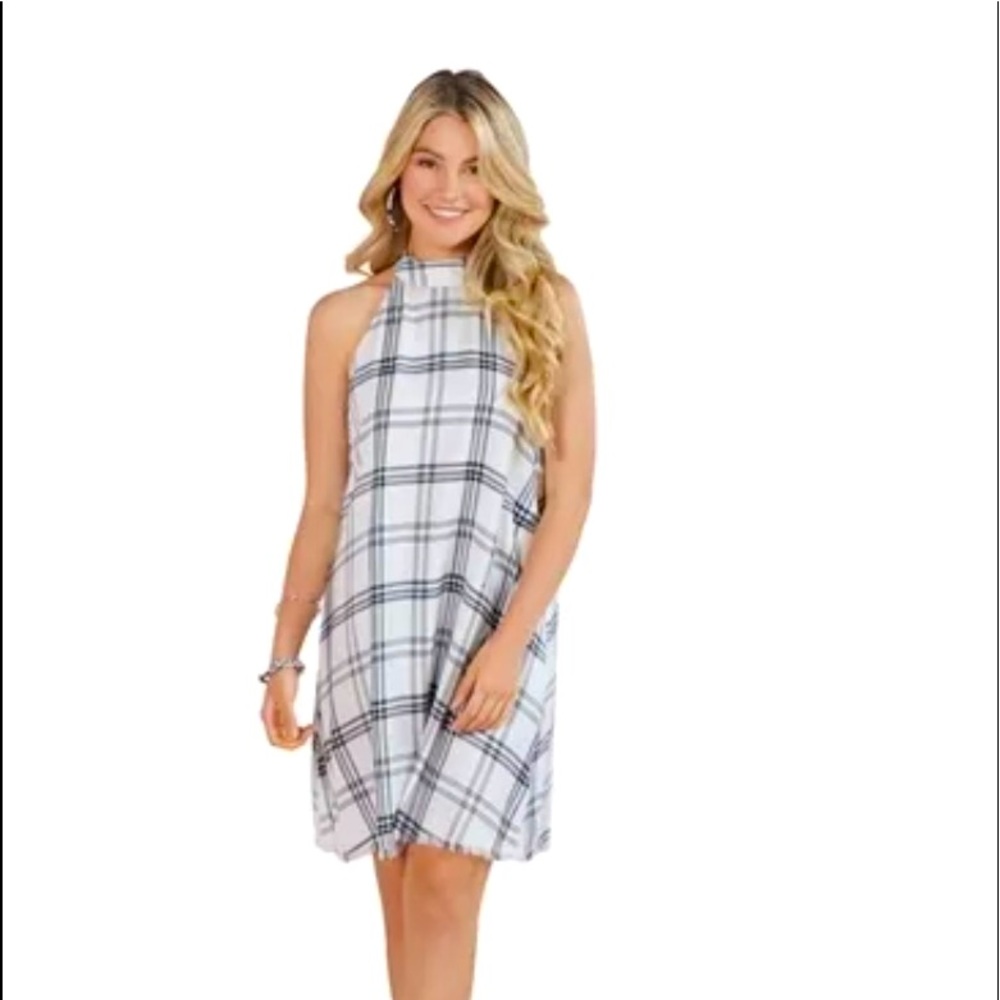 Mud Pie White Plaid Clara Swing Dress